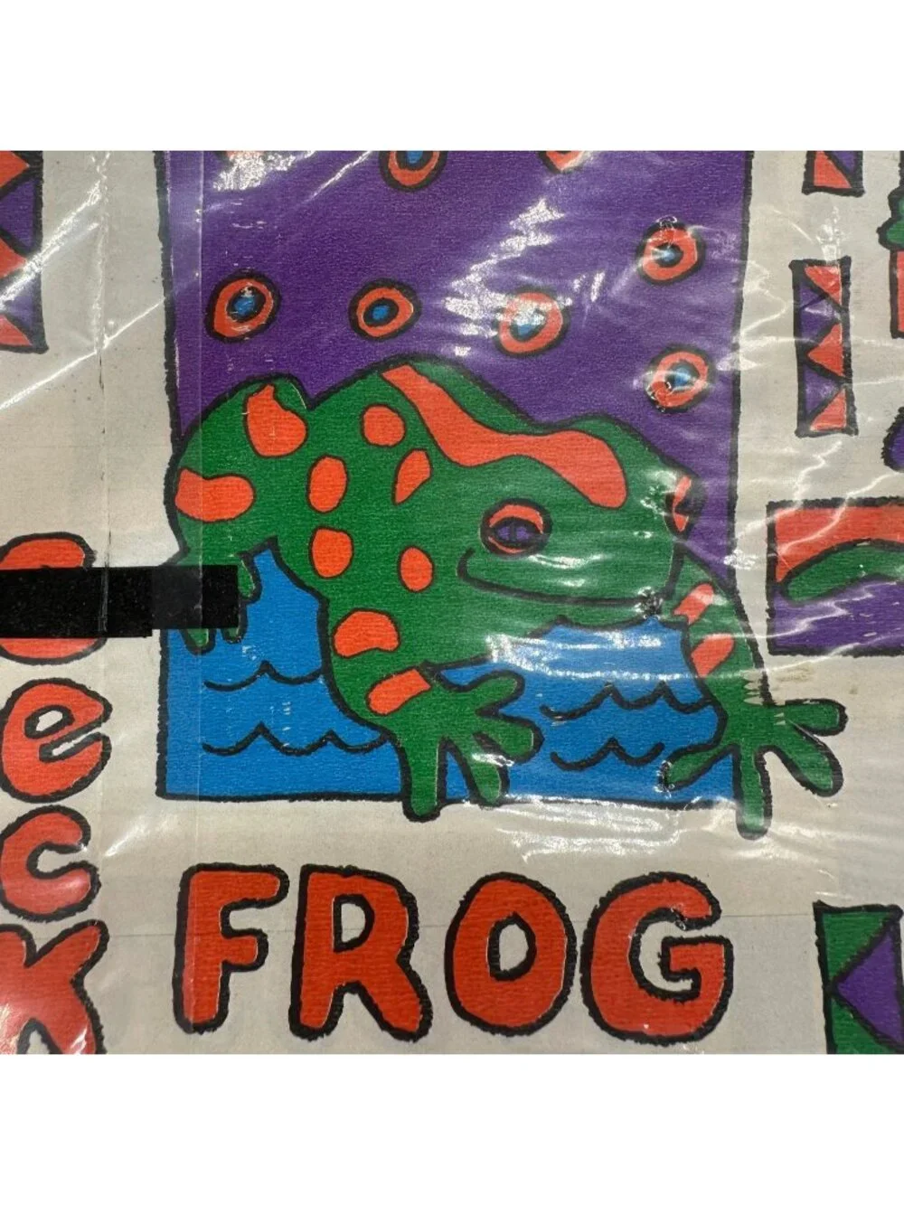 Vintage Gift Wrapping Paper Jungle Animals Neon USA Frog Alligator Koala 1990s